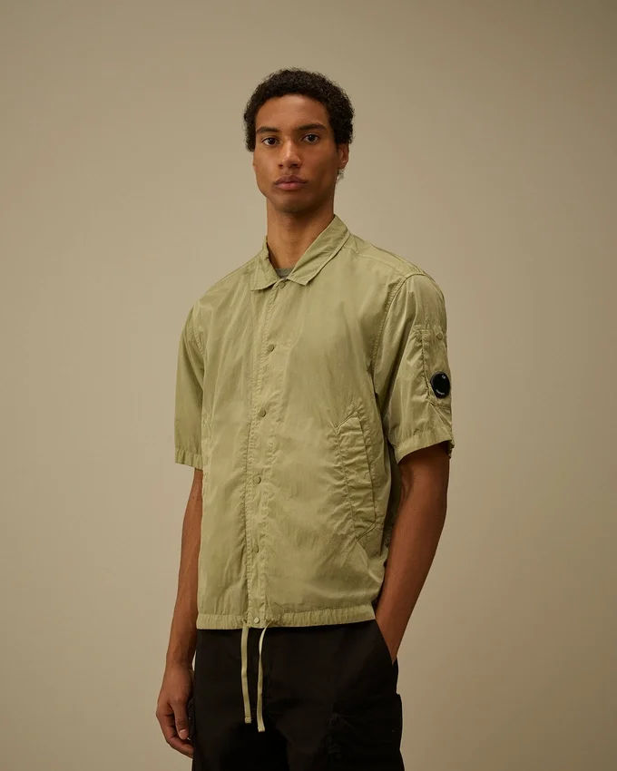 Camicia a maniche corte Chrome-R con motivo a lenti