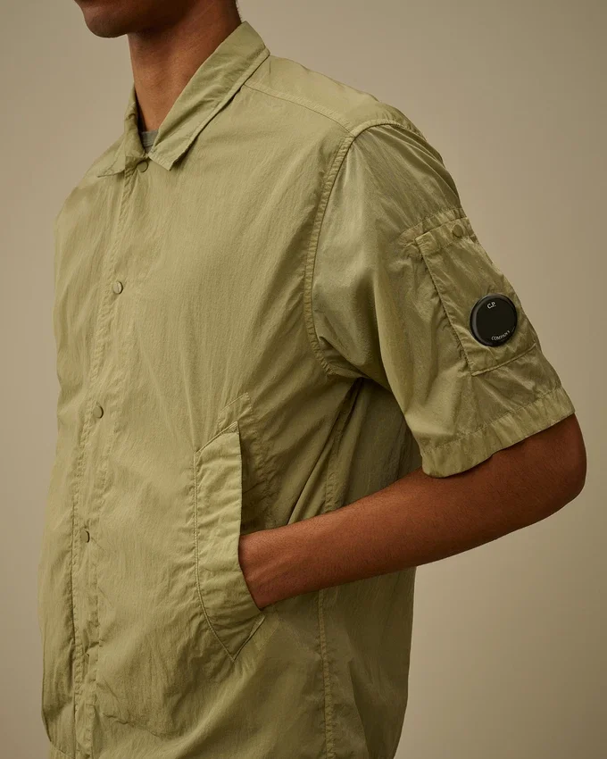 Camicia a maniche corte Chrome-R con motivo a lenti