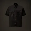 Camicia a maniche corte con bottoni in gabardina della Metropolis Series