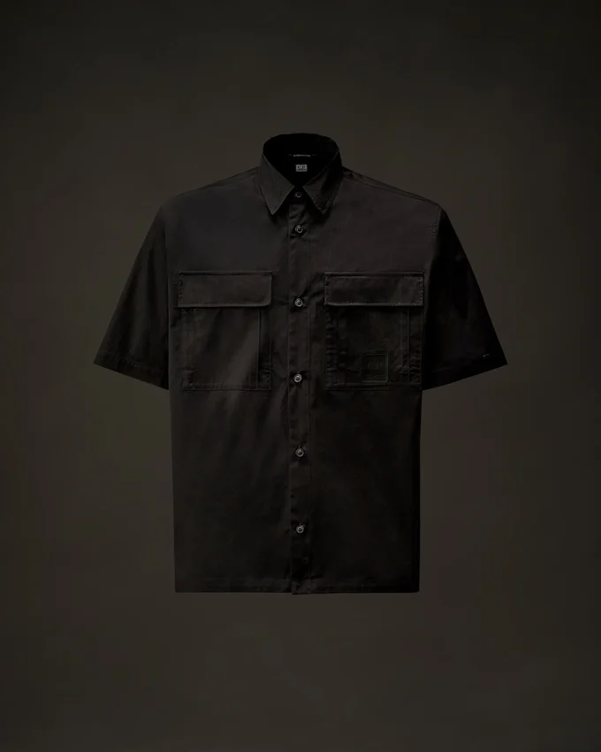 Camicia a maniche corte con bottoni in gabardina della Metropolis Series