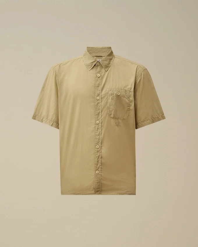 Camicia a maniche corte con bottoni in mussola leggera