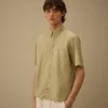 Camicia a maniche corte con bottoni in mussola leggera