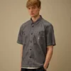Camicia a maniche corte in chambray con bottoni