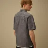 Camicia a maniche corte in chambray con bottoni