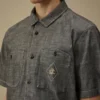 Camicia a maniche corte in chambray con bottoni