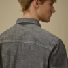 Camicia a maniche corte in chambray con bottoni