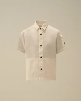 Camicia a maniche corte in popeline di cotone U16 con bottoni e lente