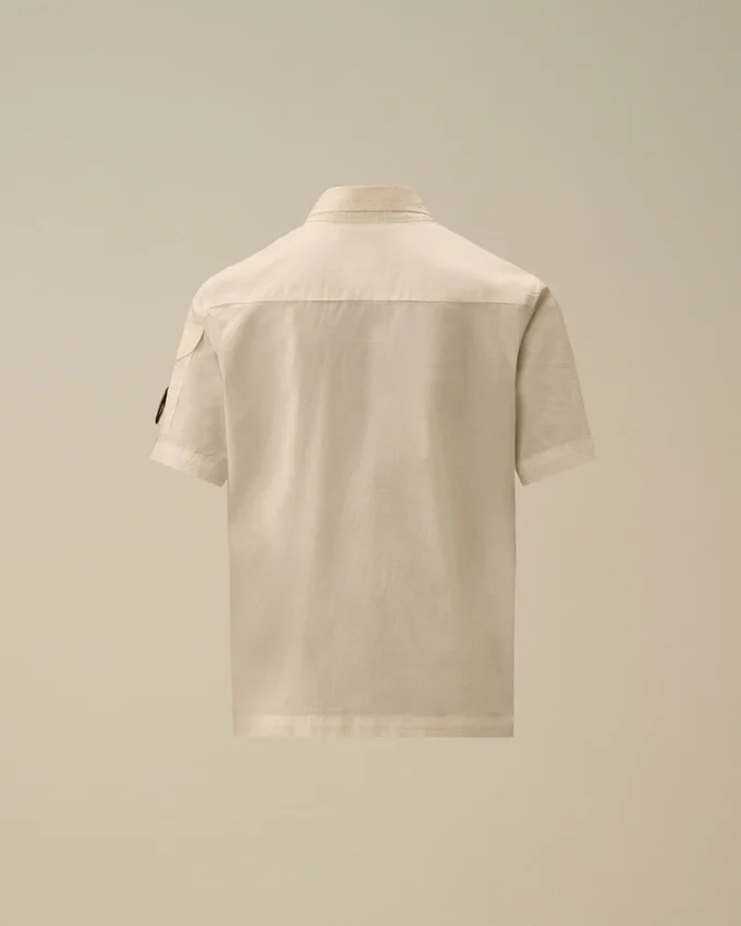 Camicia a maniche corte in popeline di cotone U16 con bottoni e lente