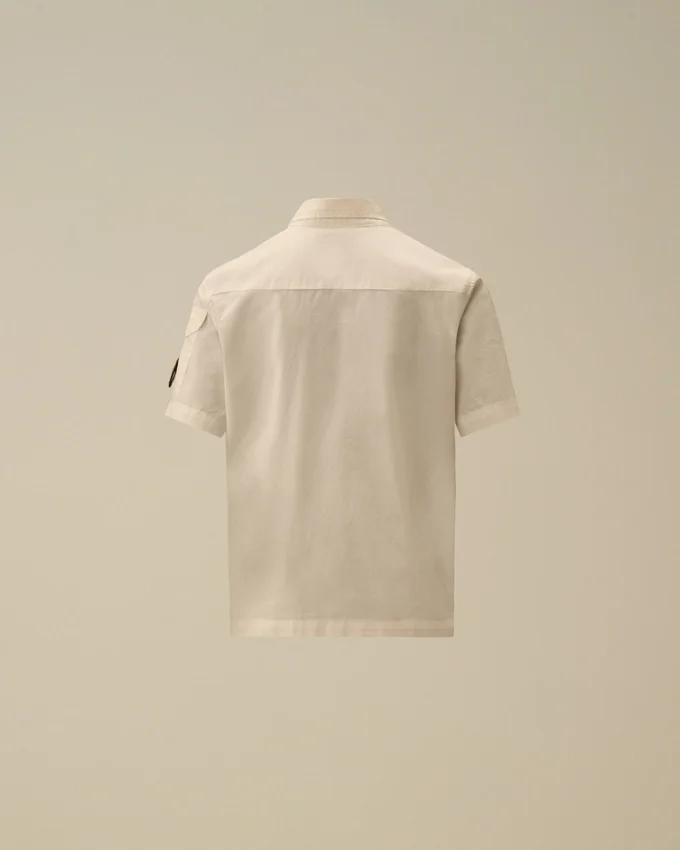 Camicia a maniche corte in popeline di cotone U16 con bottoni e lente
