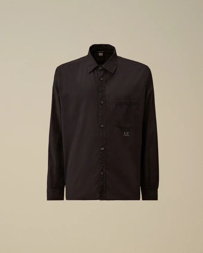 Camicia a maniche lunghe con bottoni in mussola leggera