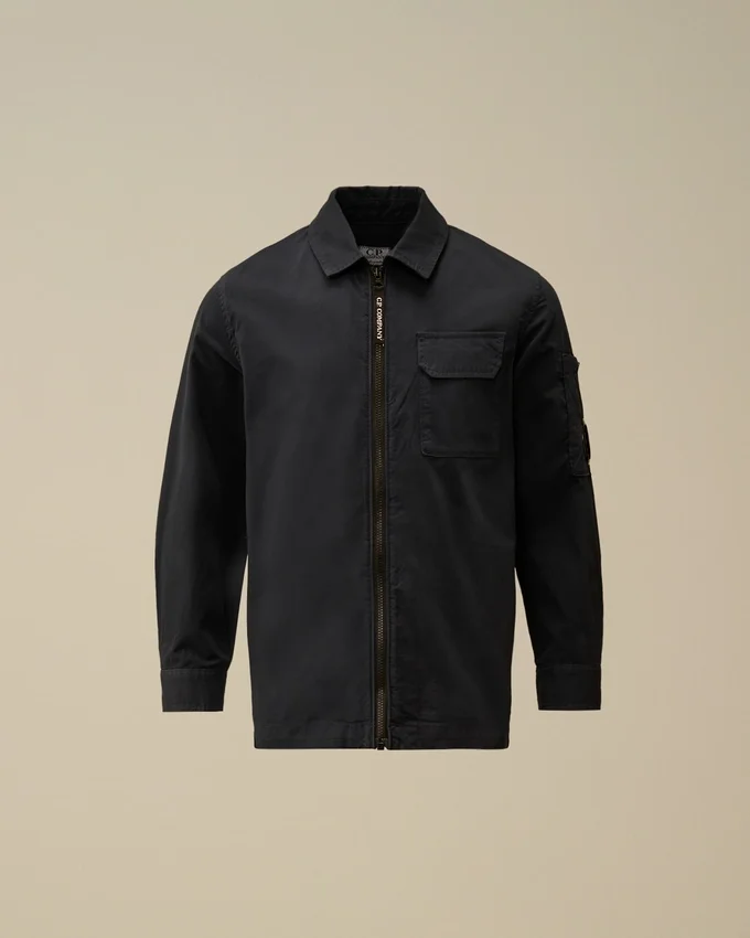 Camicia a maniche lunghe con zip in gabardina di cotone U16