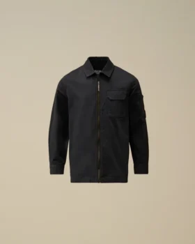Camicia a maniche lunghe con zip in gabardina di cotone U16