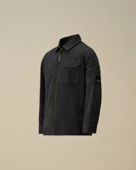 Camicia a maniche lunghe con zip in gabardina di cotone U16