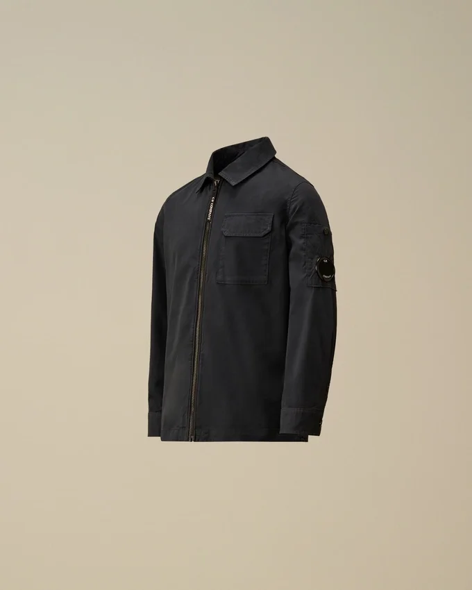 Camicia a maniche lunghe con zip in gabardina di cotone U16