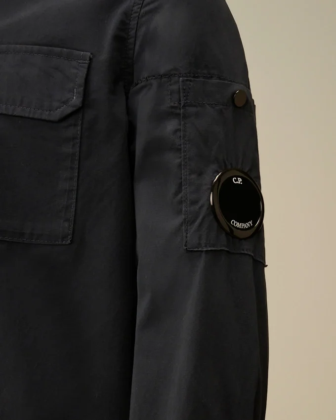 Camicia a maniche lunghe con zip in gabardina di cotone U16