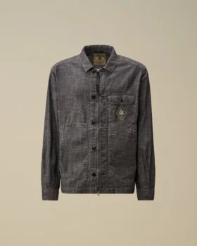 Camicia a maniche lunghe in chambray con zip