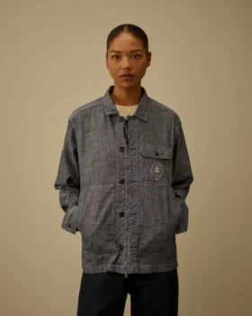 Camicia a maniche lunghe in chambray con zip