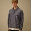 Camicia a maniche lunghe in chambray con zip