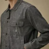 Camicia a maniche lunghe in chambray con zip