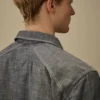 Camicia a maniche lunghe in chambray con zip