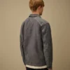Camicia a maniche lunghe in chambray con zip