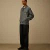 Camicia a maniche lunghe in chambray con zip