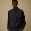 Camicia a maniche lunghe in cotone/lino con bottoni