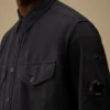 Camicia a maniche lunghe in cotone/lino con bottoni