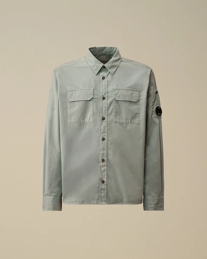 Camicia a maniche lunghe in gabardina biologica Lens