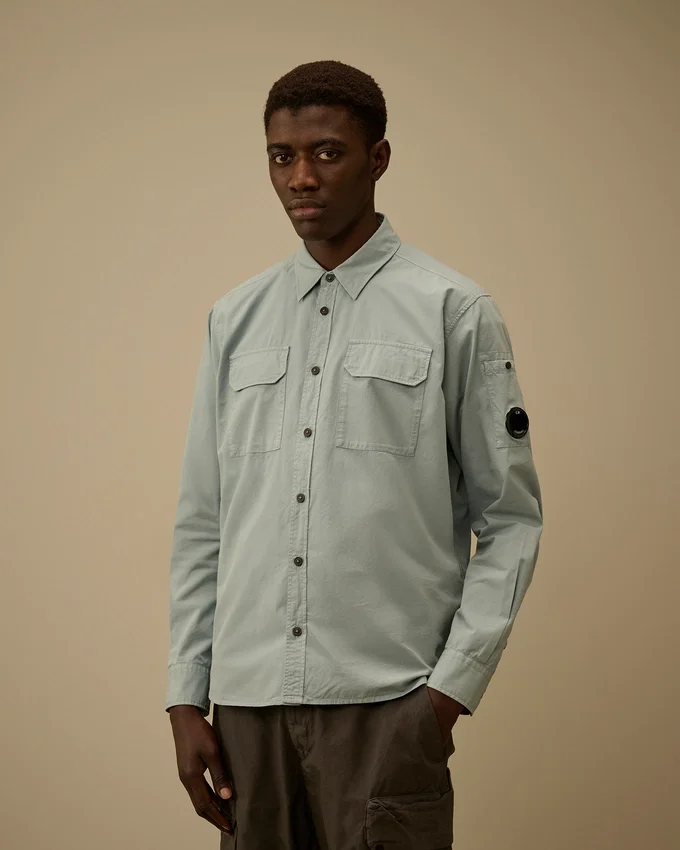 Camicia a maniche lunghe in gabardina biologica Lens