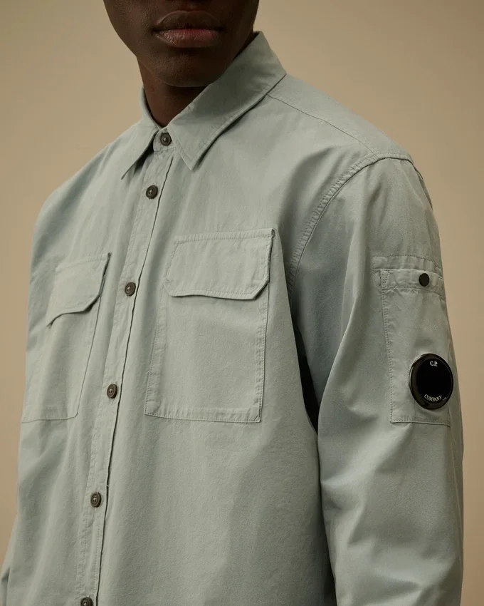 Camicia a maniche lunghe in gabardina biologica Lens