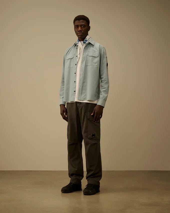 Camicia a maniche lunghe in gabardina biologica Lens