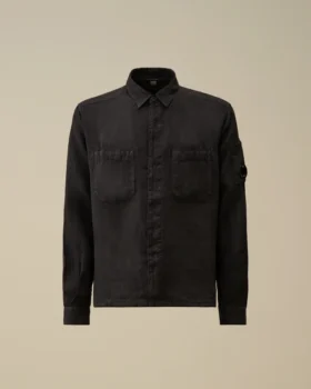 Camicia a maniche lunghe in lino con bottoni Lens
