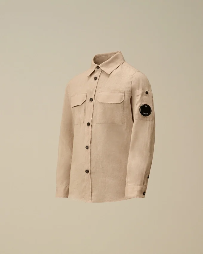 Camicia a maniche lunghe in lino U16 con bottoni