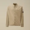 Camicia a maniche lunghe in popeline con bottoni a forma di lente
