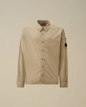 Camicia a maniche lunghe in popeline con bottoni a forma di lente