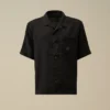 Camicia squadrata in lino a maniche corte con bottoni
