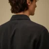 Camicia squadrata in lino a maniche corte con bottoni