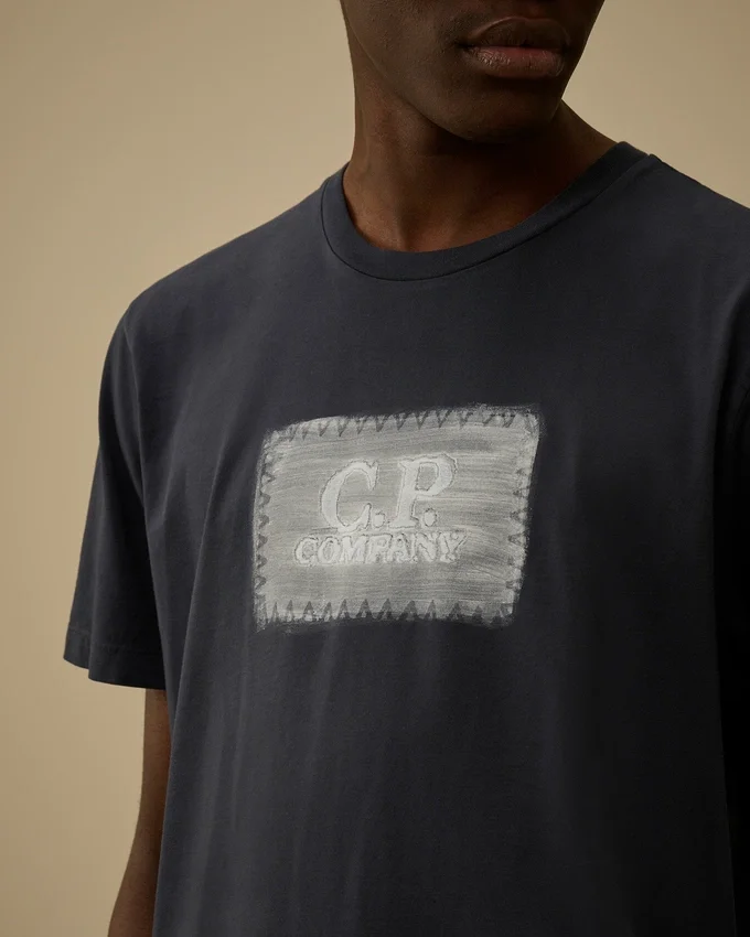Camicie a maniche corte in jersey 24/1 con etichetta con logo