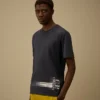 Camicie a maniche corte in jersey 24/1 con logo sul fondo
