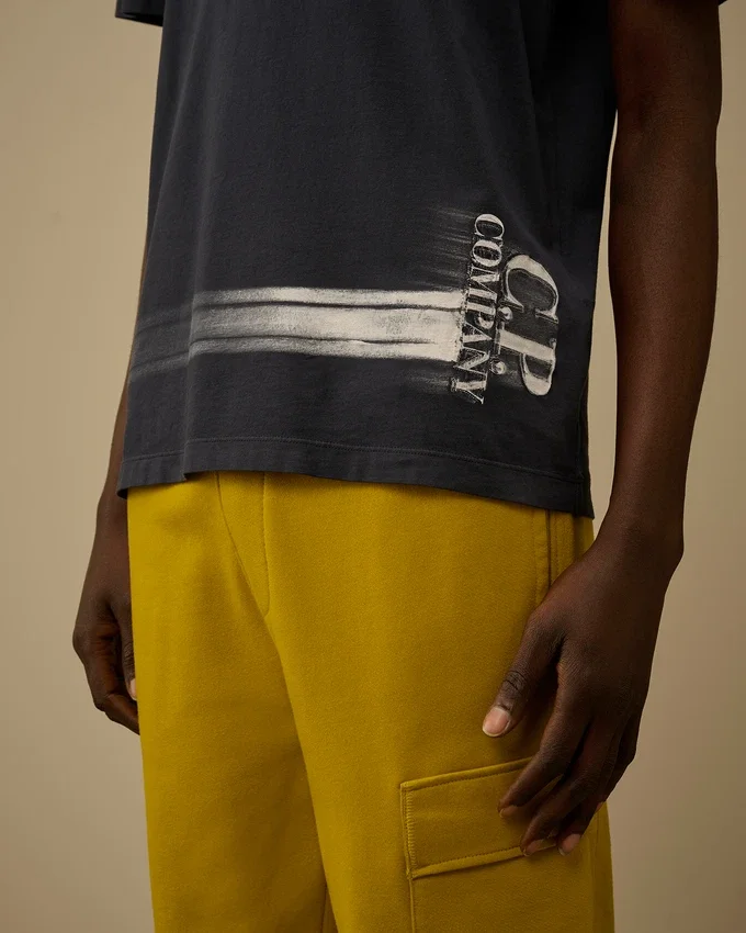 Camicie a maniche corte in jersey 24/1 con logo sul fondo