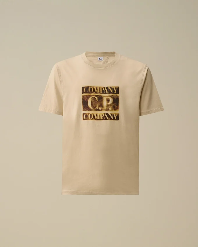 Camicie a maniche corte in jersey 30/1 con logo sbiadito