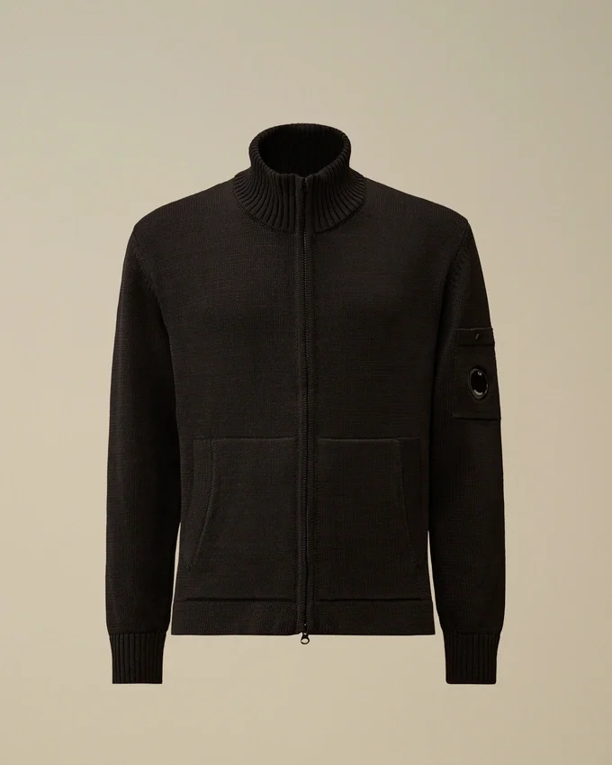 Cardigan compatto in cotone con zip