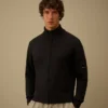 Cardigan compatto in cotone con zip