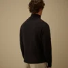 Cardigan compatto in cotone con zip