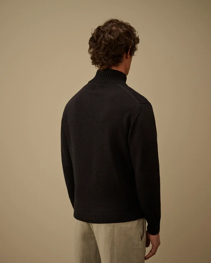 Cardigan compatto in cotone con zip