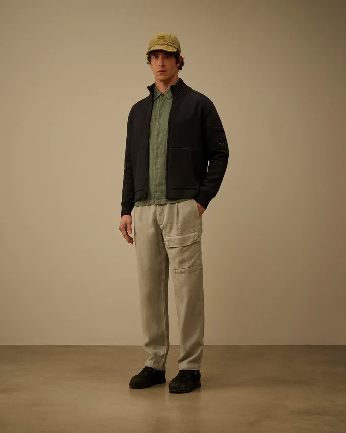Cardigan compatto in cotone con zip