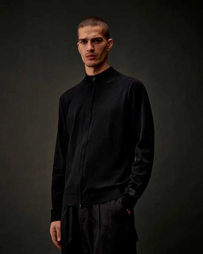 Cardigan con zip in cotone elasticizzato della Metropolis Series