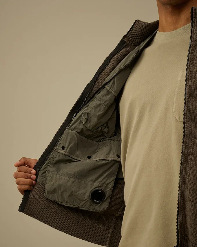 Cardigan con zip in misto cotone