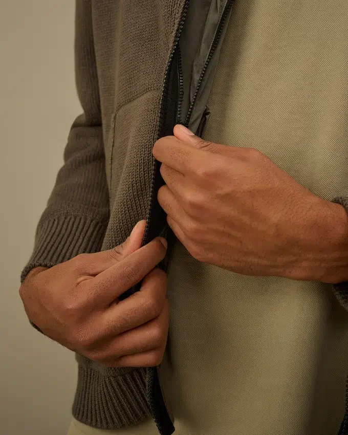 Cardigan con zip in misto cotone